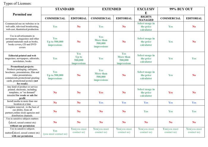 Types of Licenses | ProVisualStock